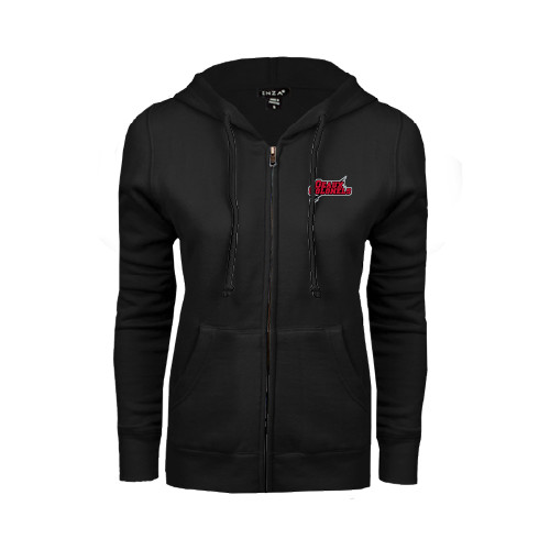  ENZA Womens Black Fleece Full Zip Hoodie - Geaux Colonels-Sword