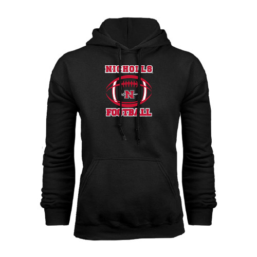  Black Fleece Hoodie - Nicholls Football Stacked w/ Ball