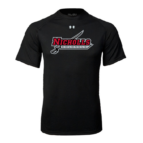  Under Armour Black Tech Tee - Nicholls Colonels-Sword