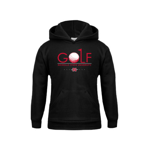  Youth Black Fleece Hoodie - Golf w/ Ball and Flag
