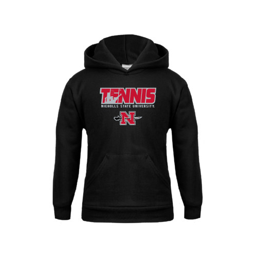  Youth Black Fleece Hoodie - Tennis w/ Player