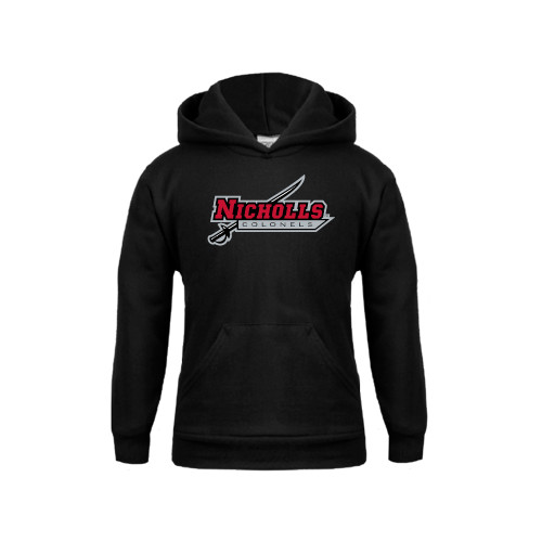 Youth Black Fleece Hoodie - Nicholls Colonels-Sword