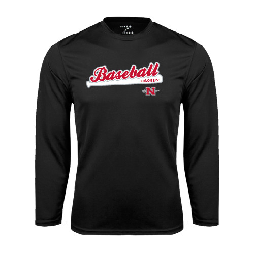  Black Performance Long Sleeve Shirt - Baseball Script