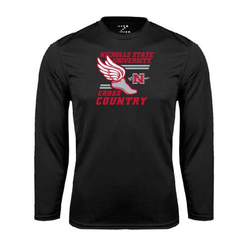  Black Performance Long Sleeve Shirt - Cross Country Winged Shoe