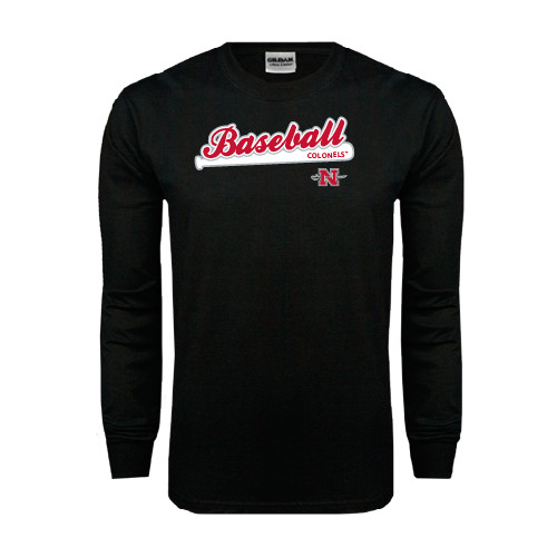  Black Long Sleeve T Shirt - Baseball Script