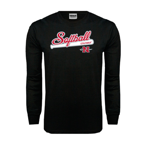  Black Long Sleeve T Shirt - Softball Script