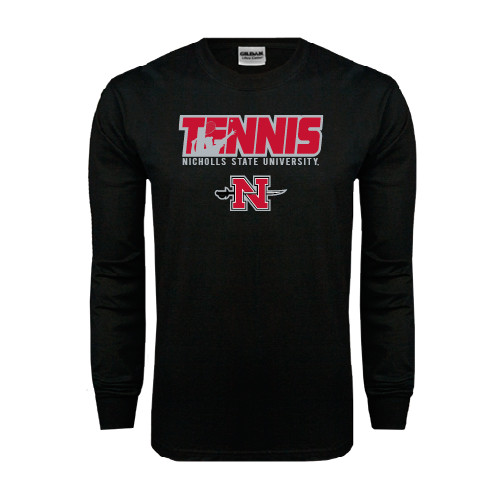  Black Long Sleeve T Shirt - Tennis w/ Player