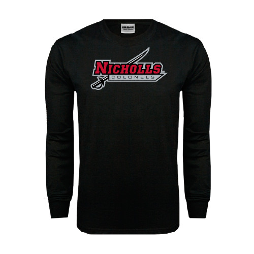 Black Long Sleeve T Shirt - Nicholls Colonels-Sword