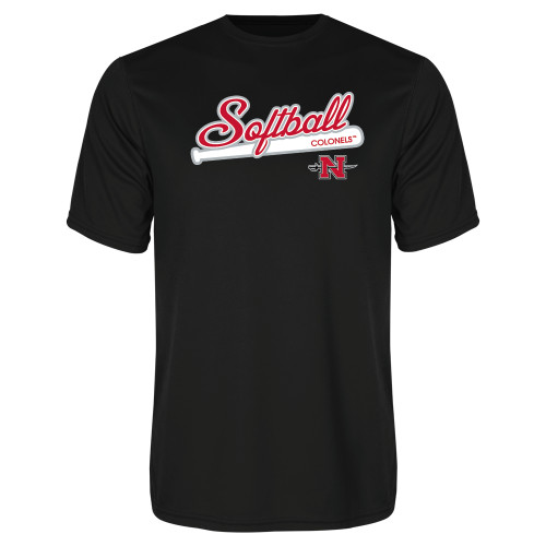  Black Performance Tee - Softball Script
