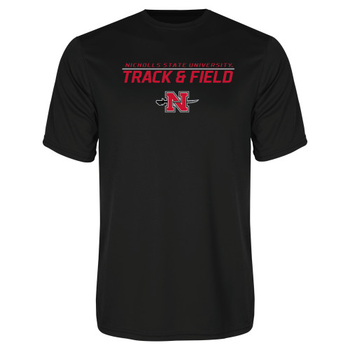  Black Performance Tee - Track & Field Stacked