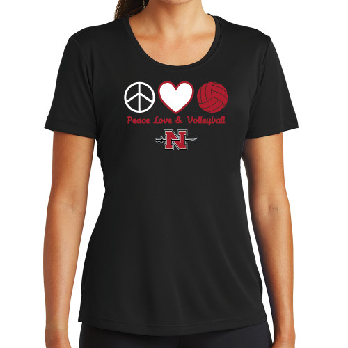  Womens Black Performance Tee - Peace Love & Volleyball