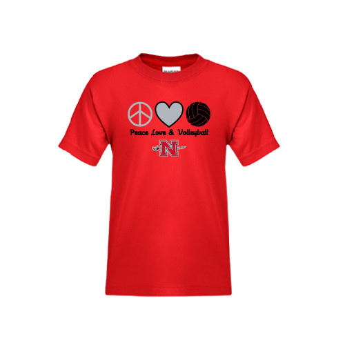  Youth Red T Shirt - Peace Love & Volleyball