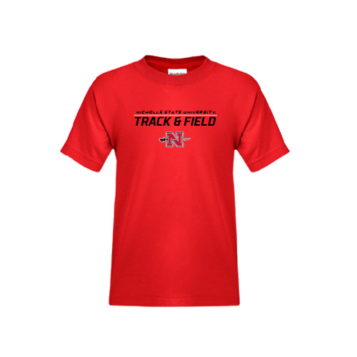  Youth Red T Shirt - Track & Field Stacked