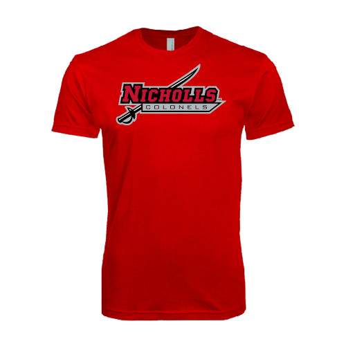  Next Level Red Softstyle T Shirt - Nicholls Colonels-Sword