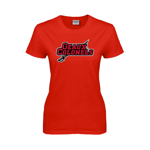  Womens Short Sleeve Red Tee - Geaux Colonels-Sword