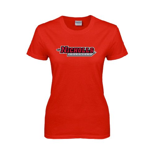  Womens Short Sleeve Red Tee - Nicholls Colonels