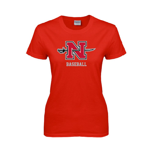  Womens Short Sleeve Red Tee - Baseball