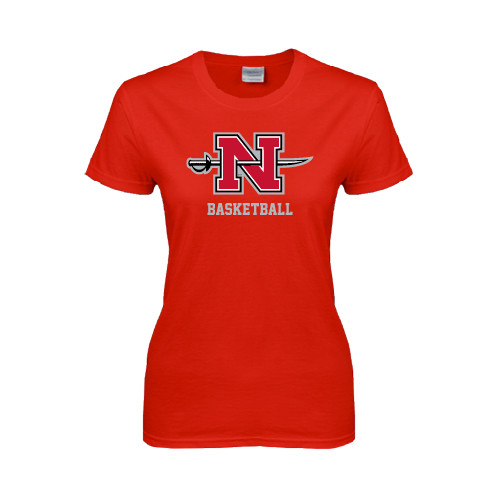  Womens Short Sleeve Red Tee - Basketball