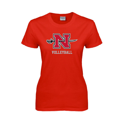  Womens Short Sleeve Red Tee - Volleyball