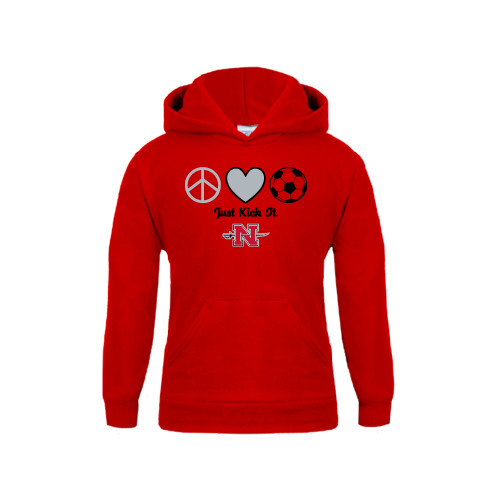 Youth Red Fleece Hoodie - Soccer Just Kick It