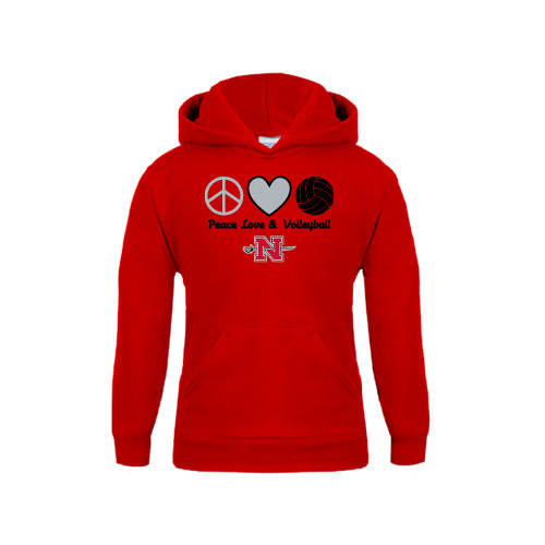  Youth Red Fleece Hoodie - Peace Love & Volleyball