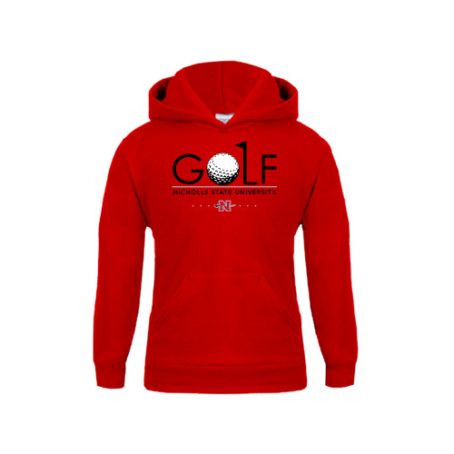  Youth Red Fleece Hoodie - Golf w/ Ball and Flag