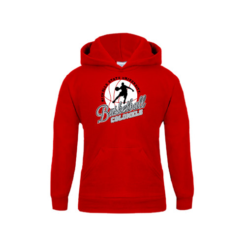  Youth Red Fleece Hoodie - Basketball w/ Ball and Figure