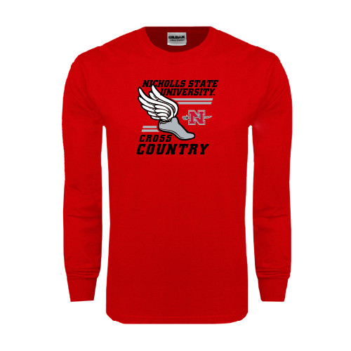  Red Long Sleeve T Shirt - Cross Country Winged Shoe