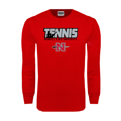  Red Long Sleeve T Shirt - Tennis w/ Player