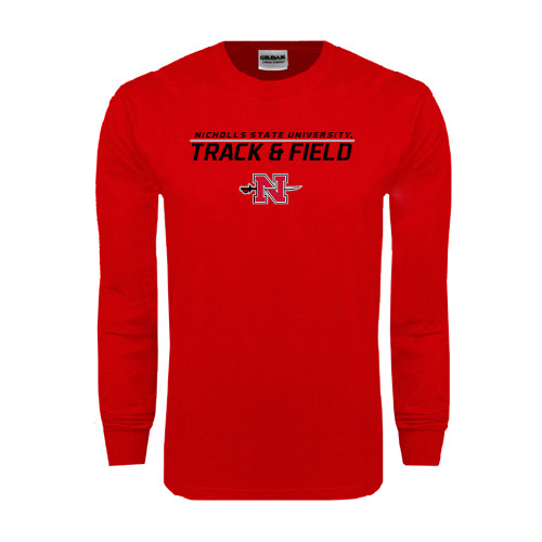  Red Long Sleeve T Shirt - Track & Field Stacked