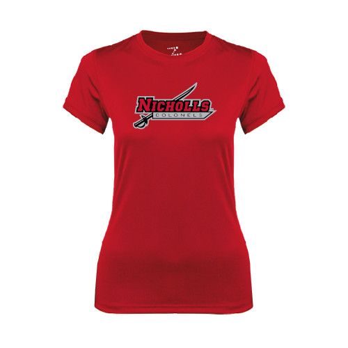  Womens Red Performance Tee - Nicholls Colonels-Sword