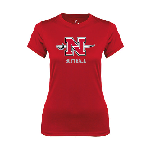  Womens Red Performance Tee - Softball
