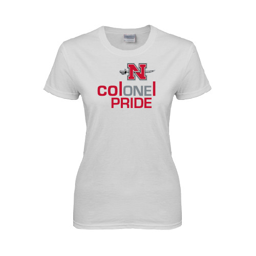  Womens White Short Sleeve Tee - Colonel Pride One Pride Stacked