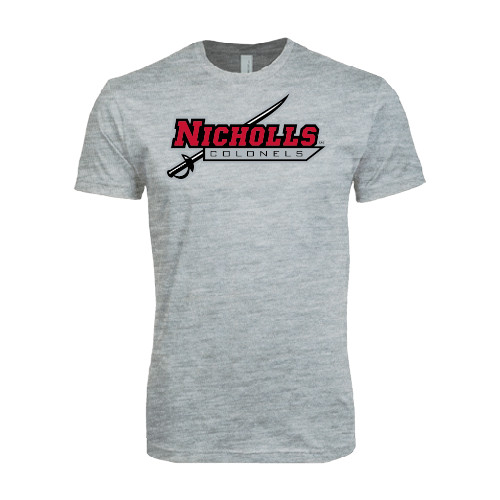  Next Level Heather Grey SoftStyle T Shirt - Nicholls Colonels-Sword