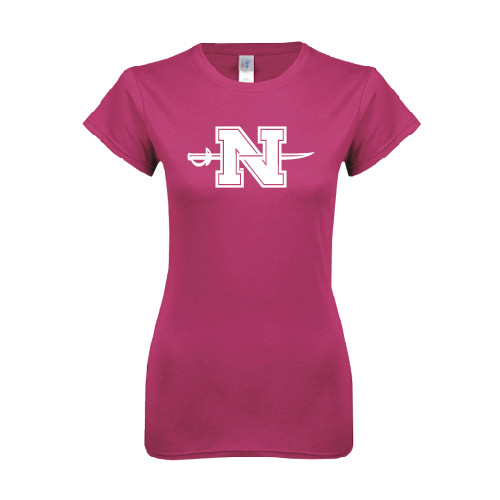 Next Level Womens Fuchsia Boyfriend Tee - Official Logo
