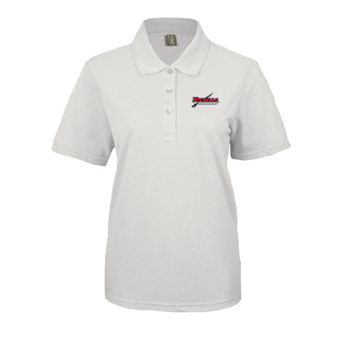  Womens Silk Touch White Pique Polo - Nicholls Colonels-Sword