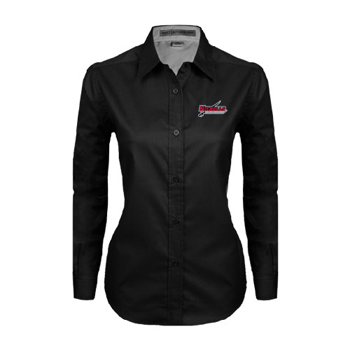  Womens Black Twill Button Down Long Sleeve  - Nicholls Colonels-Sword