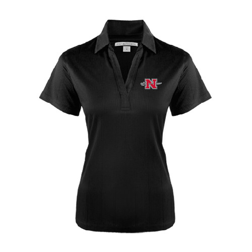  Womens Black Performance Fine Jacquard Polo - Official Logo