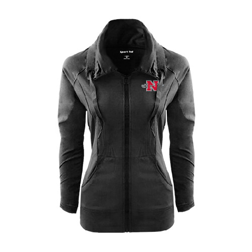  Womens Black Sport Wick Stretch Full Zip Jacket - Official Logo