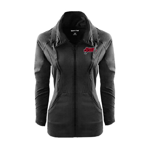  Womens Black Sport Wick Stretch Full Zip Jacket - Geaux Colonels-Sword