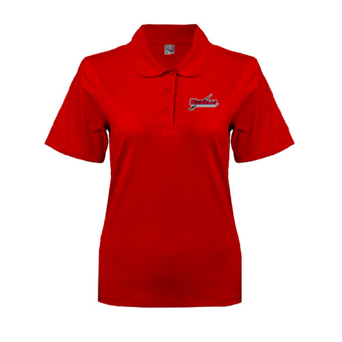  Womens Silk Touch Red Pique Polo - Nicholls Colonels-Sword