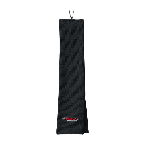  Black Waffle Microfiber Golf Towel - Nicholls Colonels