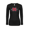 Thumbnail image for  Womens Black Long Sleeve V Neck Tee 