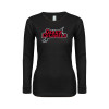 Thumbnail image for  Womens Black Long Sleeve V Neck Tee 