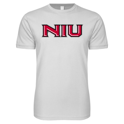  Next Level White SoftStyle T Shirt - NIU - Primary Wordmark