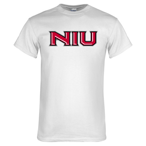  White T Shirt - NIU - Primary Wordmark