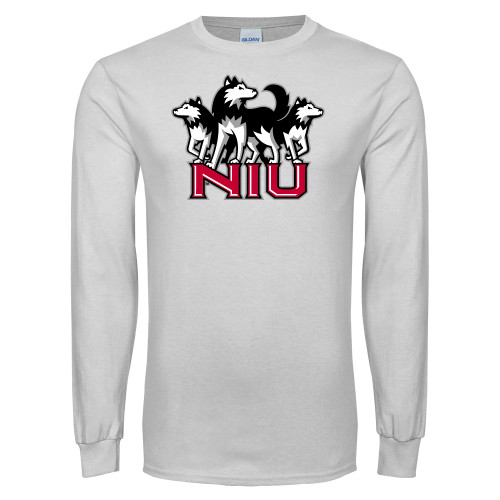  White Long Sleeve T Shirt - NIU w Huskies