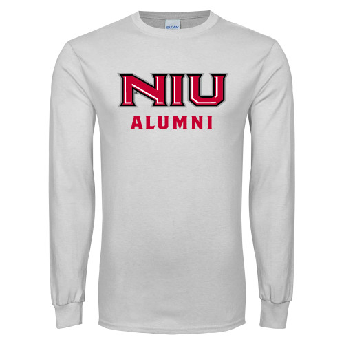  White Long Sleeve T Shirt - NIU - Alumni