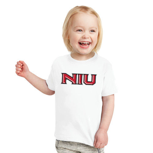  Toddler White T Shirt - NIU - Primary Wordmark