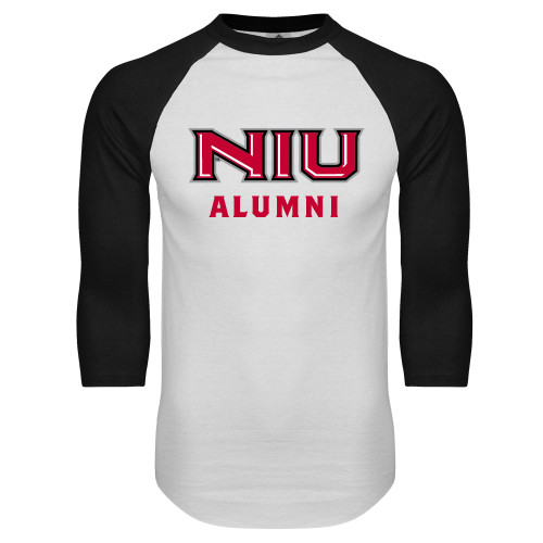  White/Black Raglan Baseball T Shirt - NIU - Alumni